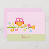 Owl on Branch Dankeschön Card Dankeskarte (Vorne/Hinten)