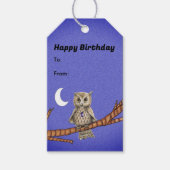 Owl on Branch Gold Eyes Kristallklemme Lila Geschenkanhänger (Vorderseite)