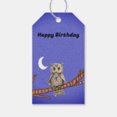 Owl on Branch Gold Eyes Kristallklemme Lila Geschenkanhänger (Rückseite)