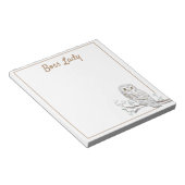 Owl on Branch White Boss Lady oder Ihr Text Notizblock (angewinkelt)