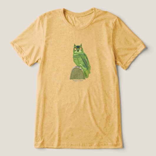 Owl on cactus Tri-Blend shirt (Design Vorderseite)