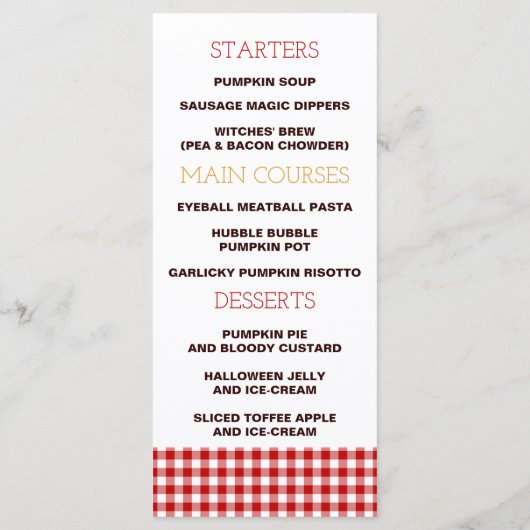 Owl on Pumpkin Gingham Pattern Menü Menükarte (Rückseite)