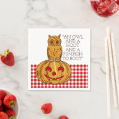 Owl on Pumpkin Gingham Pattern Napkin Serviette (Beispiel)