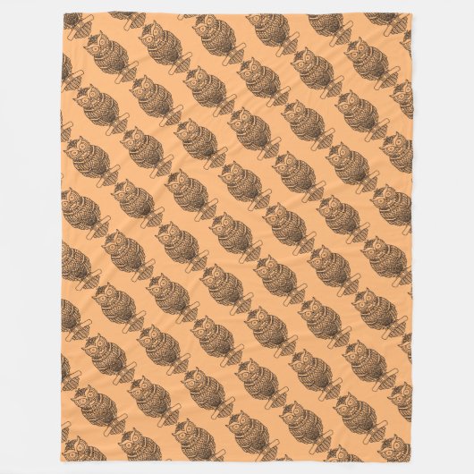 Owl (orange) - Sherpa-Blanket Fleecedecke (Vorderseite)