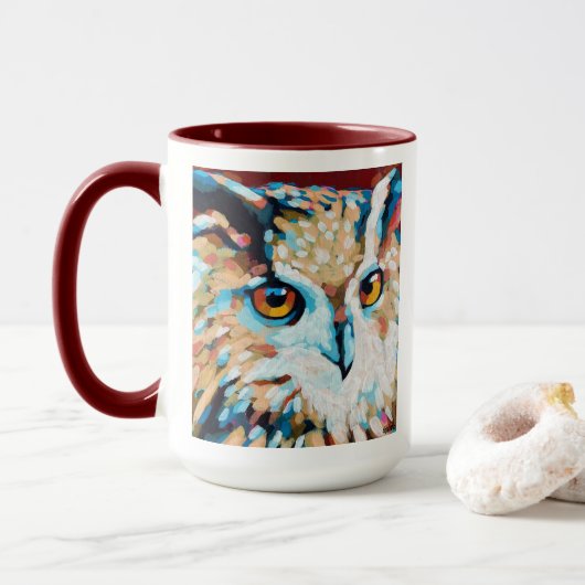 Owl Painting - Gift for Animal Lovers Tasse (Mit Donut)