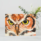 Owl Painting Print Feiertagskarte (Stehend Vorderseite)