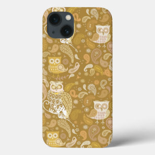 Owl paisley beige pattern Case-Mate iPhone hülle