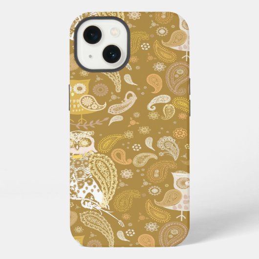 Owl paisley beige pattern iPhone hülle (Rückseite)
