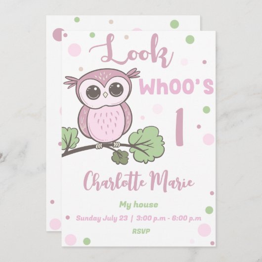 Owl Party Einladung (Vorne/Hinten)