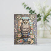 Owl Pastel Floral William Morris Inspiriert Postkarte (Stehend Vorderseite)