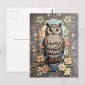 Owl Pastel Floral William Morris Inspiriert Postkarte (Vorne/Hinten)