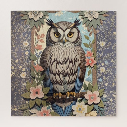 Owl Pastel Floral William Morris Inspiriert Puzzle (Vertikal)