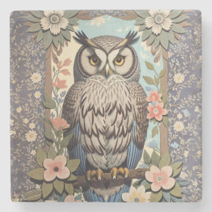 Owl Pastel Floral William Morris Inspiriert Steinuntersetzer