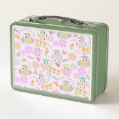 Owl Pastel Pink   Metall Brotdose (Rückseite)