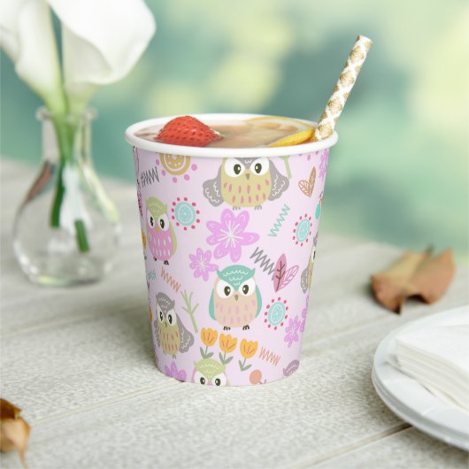 Owl Pastel Pink   Pappbecher (In Situ)