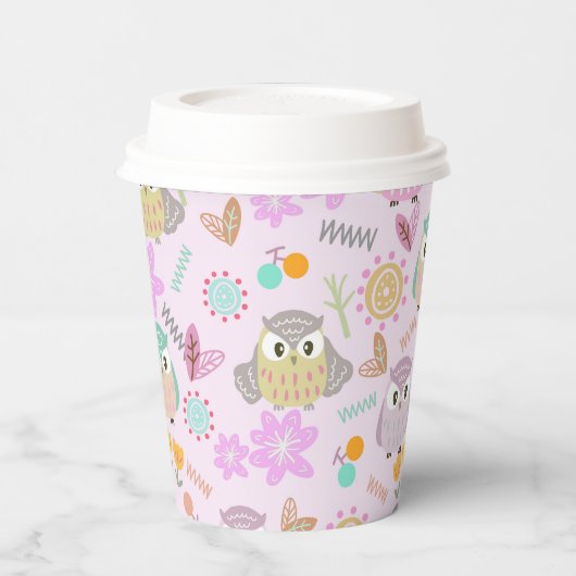 Owl Pastel Pink   Pappbecher (Links)