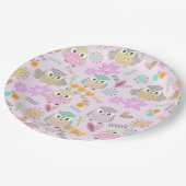 Owl Pastel Pink Pappteller (Schrägansicht)