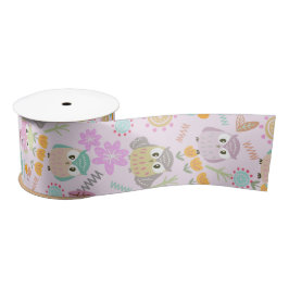 Owl Pastel Pink   Satinband