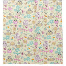 Owl Pastel Yellow   Duschvorhang