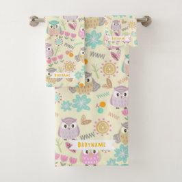 Owl Pastellgelb Badhandtuch Set
