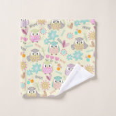 Owl Pastellgelb Badhandtuch Set (Waschlappen)