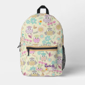 Owl Pastellgelb Bedruckter Rucksack (Vorderseite)