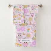 Owl Pastellrosa Badhandtuch Set (Insitu)