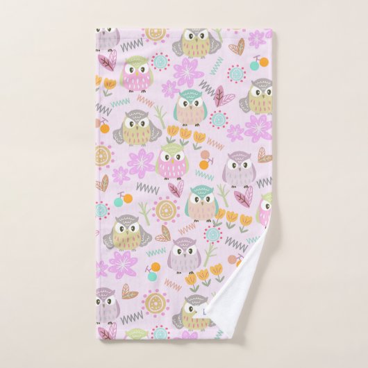 Owl Pastellrosa Badhandtuch Set (Handtuch)