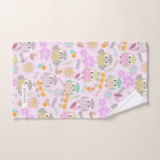 Owl Pastellrosa Badhandtuch Set (Handtuch)