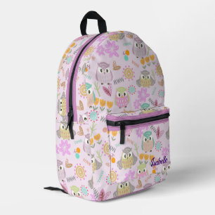 Owl Pastellrosa Bedruckter Rucksack