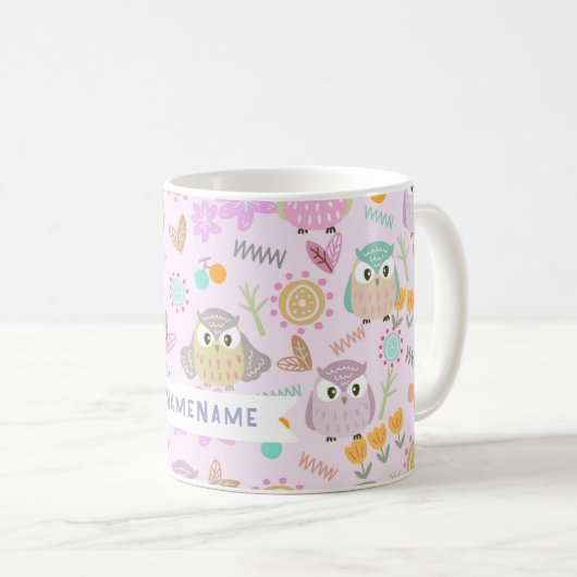 Owl Pastellrosa Kaffeetasse (VorderseiteRechts)
