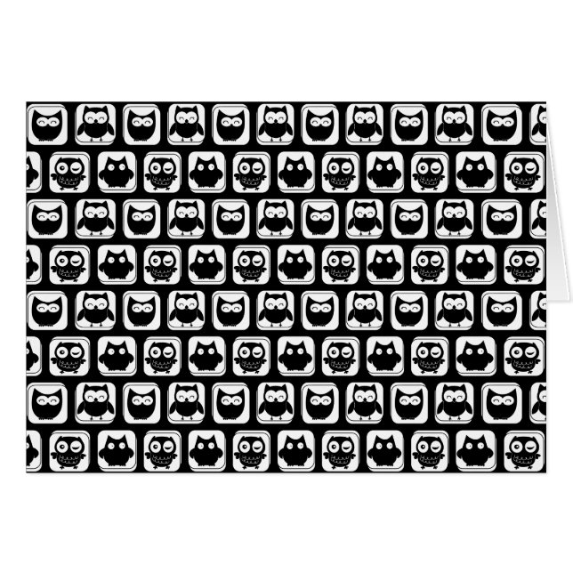 Owl Pattern in Black and White (Vorderseite (Horizontal))