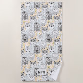 Owl Patterns Custom Mongram Beach Handtuch (Vorderseite)