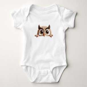 Owl Peeking Niedlich Adorable Funny Animal Cartoon Baby Strampler