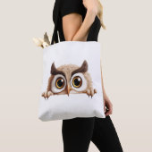 Owl Peeking Niedlich Adorable Funny Animal Cartoon Tasche (Von Nahem)