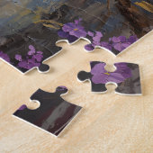Owl Perched Purple Flowers Malerei Puzzle (Seite)
