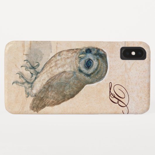 OWL, PIink, Sepia Monogramm Case-Mate iPhone Hülle (Rückseite (Horizontal))