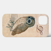 OWL, PIink, Sepia Monogramm Case-Mate iPhone Hülle (Rückseite (Horizontal))
