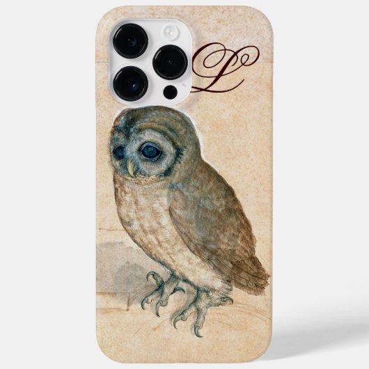 OWL, PIink, Sepia Monogramm Case-Mate iPhone Hülle (Rückseite)