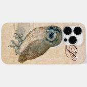 OWL, PIink, Sepia Monogramm Case-Mate iPhone Hülle (Rückseite (Horizontal))