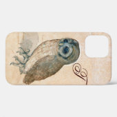 OWL, PIink, Sepia Monogramm Case-Mate iPhone Hülle (Rückseite (Horizontal))