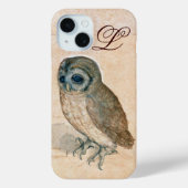 OWL, PIink, Sepia Monogramm Case-Mate iPhone Hülle (Rückseite)