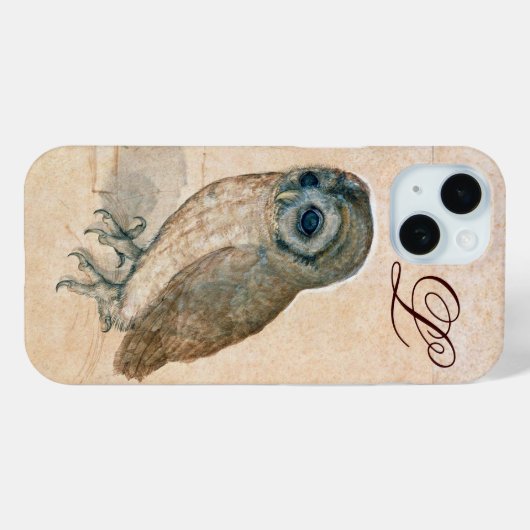 OWL, PIink, Sepia Monogramm Case-Mate iPhone Hülle (Rückseite (Horizontal))