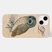 OWL, PIink, Sepia Monogramm Case-Mate iPhone Hülle (Rückseite (Horizontal))