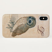 OWL, PIink, Sepia Monogramm Case-Mate iPhone Hülle (Rückseite (Horizontal))