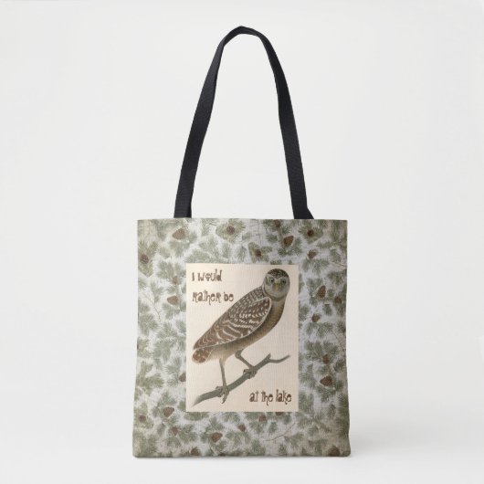 Owl Pine Cones Boughes Trees Skull Tasche (Vorderseite)