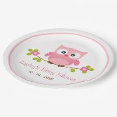 Owl Pink (Girl) Babydusche Teller (Schrägansicht)