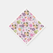 Owl Pink Napkins Serviette (Ecke)