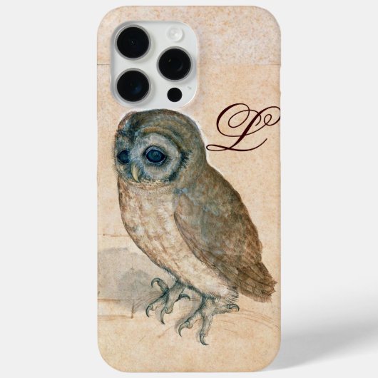 OWL , Pink, Sepia Monogramm Case-Mate iPhone Hülle (Rückseite)