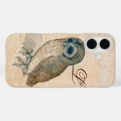 OWL , Pink, Sepia Monogramm Case-Mate iPhone Hülle (Rückseite (Horizontal))